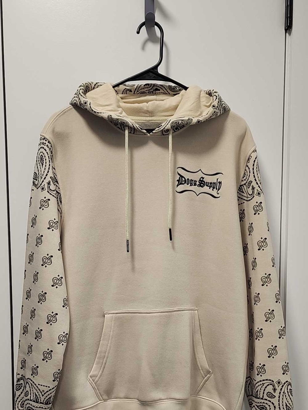 Cream Bandana-Accent Pullover Hoodie for Men by Dogg Supply